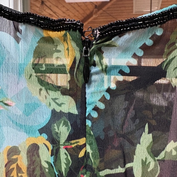 Mac Duggal NWT Floral Print Chiffon Midi Dress Flutter Sleeve Size 12 FLAW - Picture 10 of 15